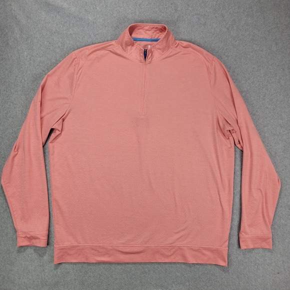 Johnnie O Vaughn Striped Performance 1/4 Zip Pullover Pink Size XL - Picture 1 of 8